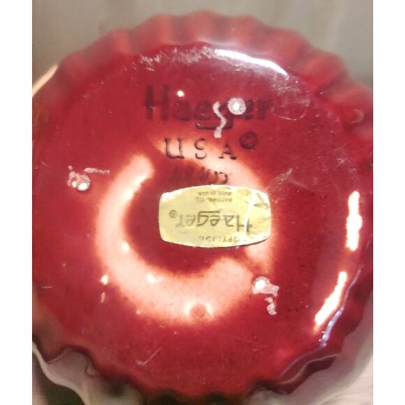 Haeger Cranberry Round Vase. - Picture 4 of 6